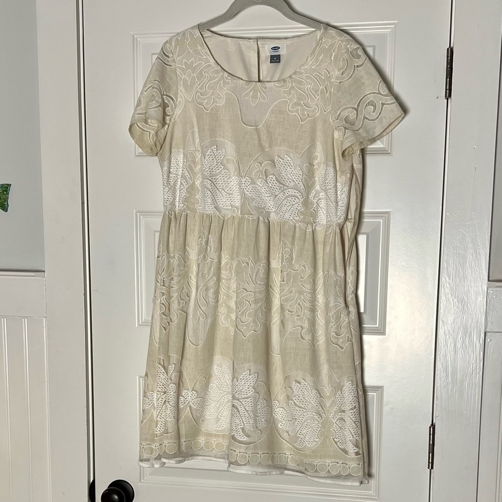 Old Navy Off white lined mini dress with side zip